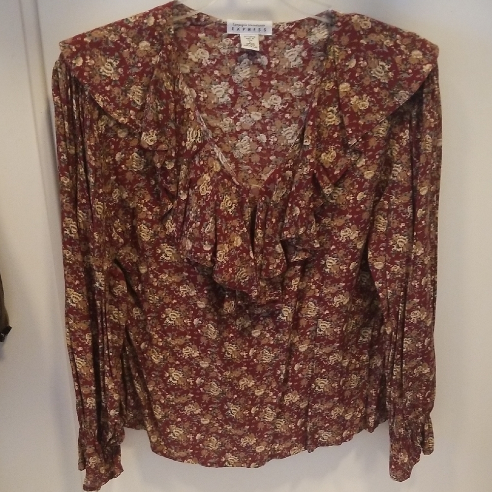 Express Floral Ruffle Blouse
